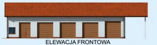 Elewacja projektu G225 garaż czterostanowiskowy z pomieszczeniami gospodarczymi - 1