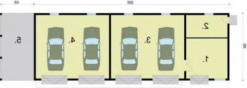 RZUT PRZYZIEMIA G225 garaż czterostanowiskowy z pomieszczeniami gospodarczymi - wersja lustrzana