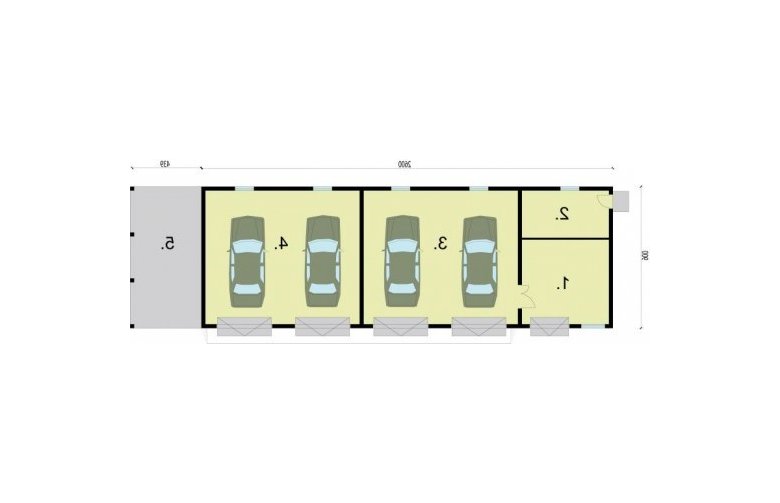 Projekt garażu G225 garaż czterostanowiskowy z pomieszczeniami gospodarczymi - rzut przyziemia