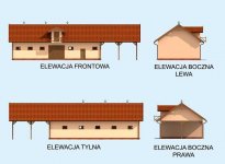 Elewacja projektu S42 Stajnia dla koni - 4 boksy - 1