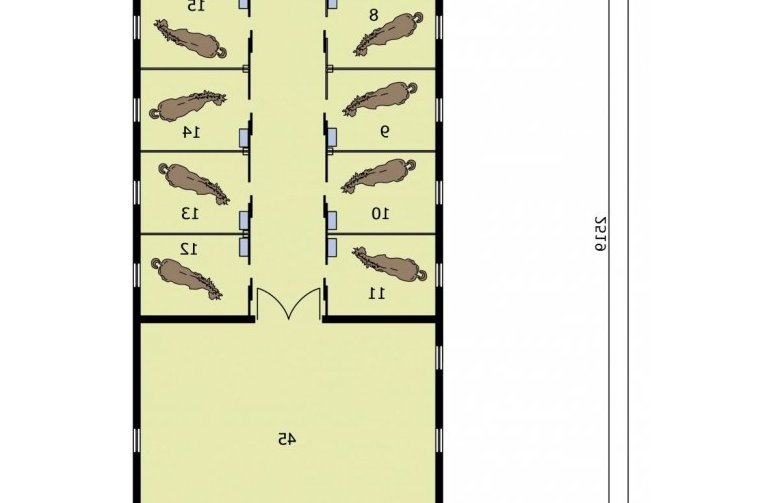 Projekt budynku gospodarczego S39 Stajnia dla koni - 37 boksów - rzut parteru cz. c