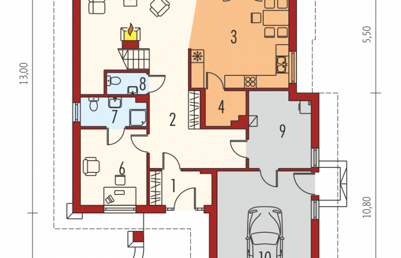 Projekt domu wielorodzinnego Wioletta G1 - parter