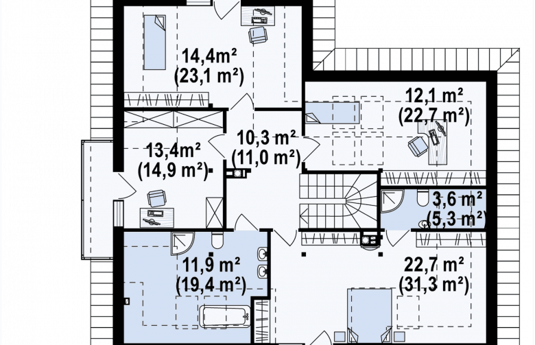 Projekt domu z poddaszem Z275 - rzut poddasza