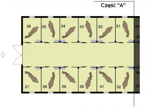 RZUT PRZYZIEMIA CZĘŚĆ A S40 Stajnia dla koni - 26 boksów
