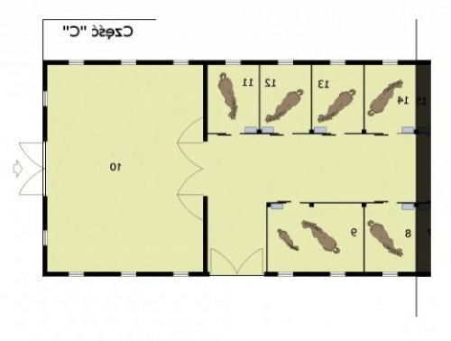 RZUT PRZYZIEMIA CZĘŚĆ C S40 Stajnia dla koni - 26 boksów - wersja lustrzana