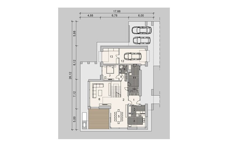 Projekt domu szkieletowego LK&1084 - parter