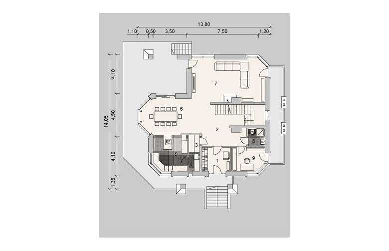 Projekt domu wielorodzinnego LK&1042 - parter