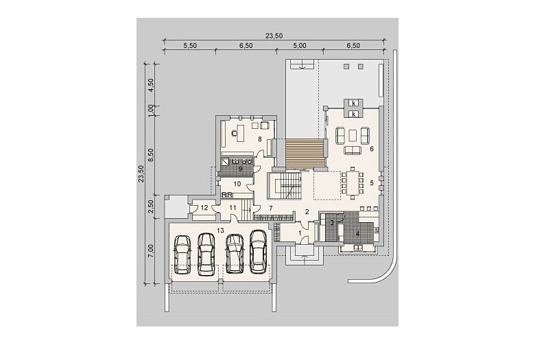 Projekt domu szkieletowego LK&1041 - parter