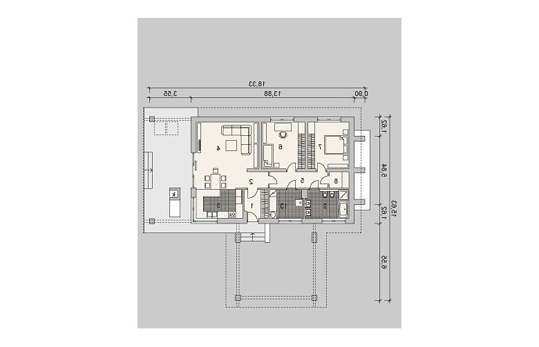 Projekt domu dwurodzinnego LK&1036 - parter