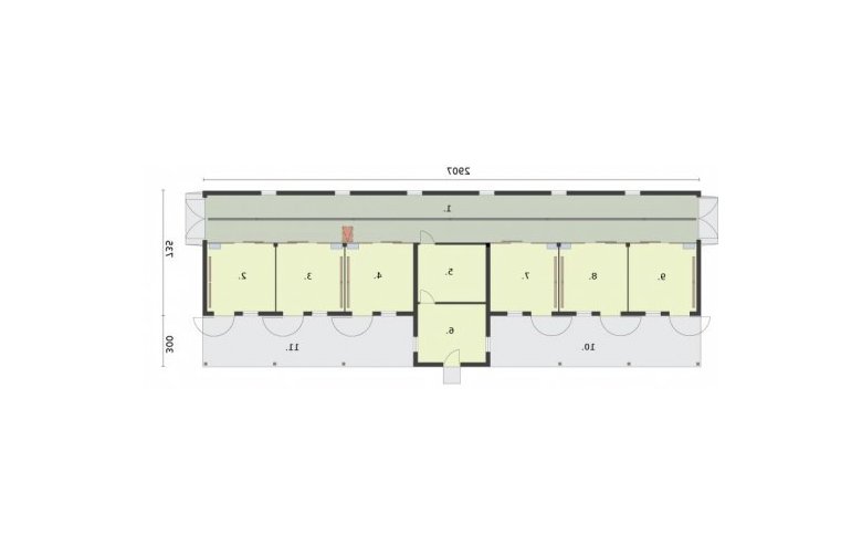 Projekt budynku gospodarczego S43 Stajnia dla koni - 6 boksów - rzut przyziemia