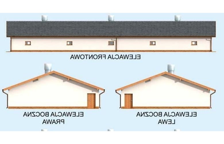 Projekt budynku gospodarczego Bi2 - Tuczarnia Budynek Inwentarski - elewacja 1