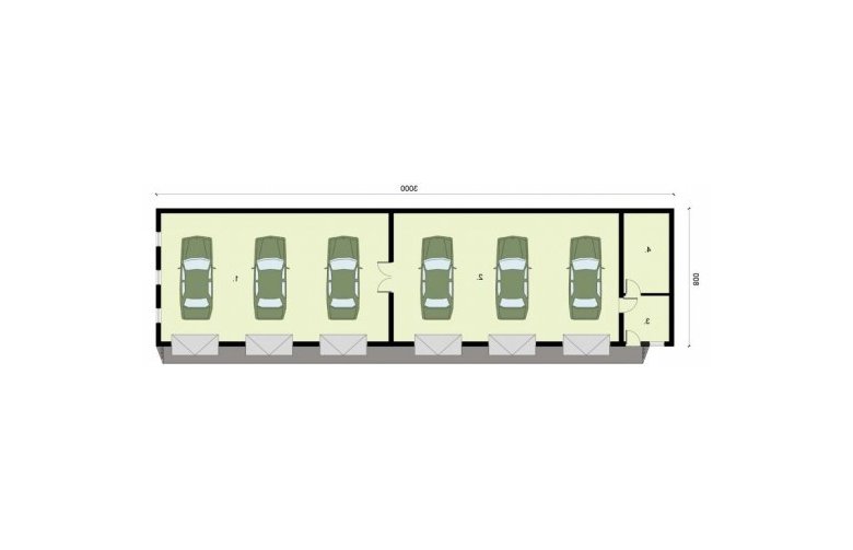 Projekt garażu G271 garaż sześciostanowiskowy z pomieszczeniami gospodarczymi - rzut przyziemia