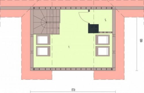 RZUT PODDASZA S23 z bali drewnianych - 9 boksów - wersja lustrzana