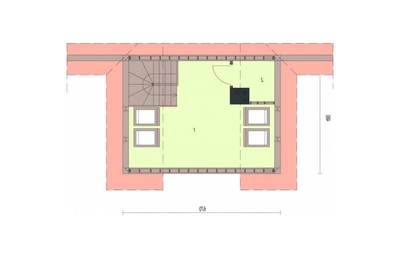 Projekt budynku gospodarczego S23 z bali drewnianych - 9 boksów - rzut poddasza