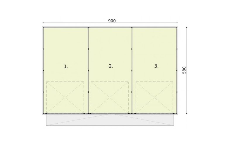 Projekt garażu GB8 projekt garażu blaszanego trzystanowiskowego - rzut przyziemia