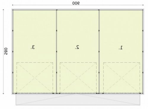 RZUT PRZYZIEMIA GB8 projekt garażu blaszanego trzystanowiskowego - wersja lustrzana