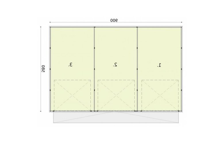 Projekt garażu GB8 projekt garażu blaszanego trzystanowiskowego - rzut przyziemia