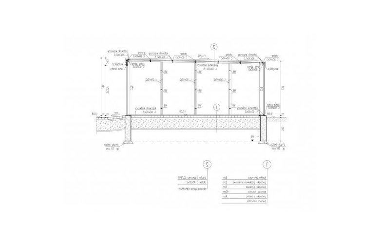 Projekt garażu GB10 projekt garażu blaszanego jednostanowiskowego z wiatą - przekrój 1