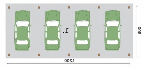 RZUT PRZYZIEMIA G304 wiata garażowa - wersja lustrzana