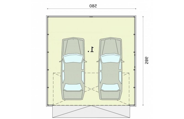 Projekt garażu GB22 projekt garażu blaszanego dwustanowiskowego - rzut przyziemia