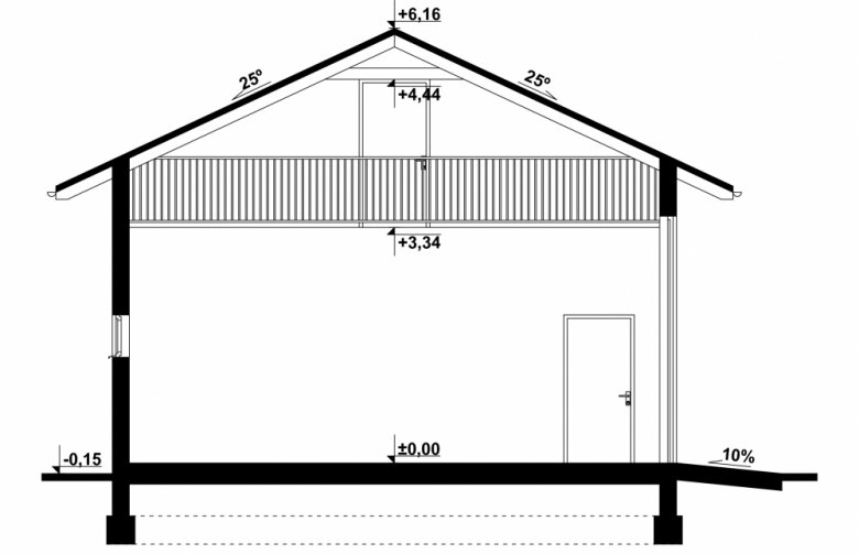 Projekt domu energooszczędnego G164 - Budynek garażowo - gospodarczy - przekrój 1