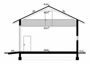 Przekrój projektu G164 - Budynek garażowo - gospodarczy w wersji lustrzanej