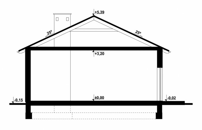 Projekt domu energooszczędnego G171 - Budynek garażowo - gospodarczy - przekrój 1