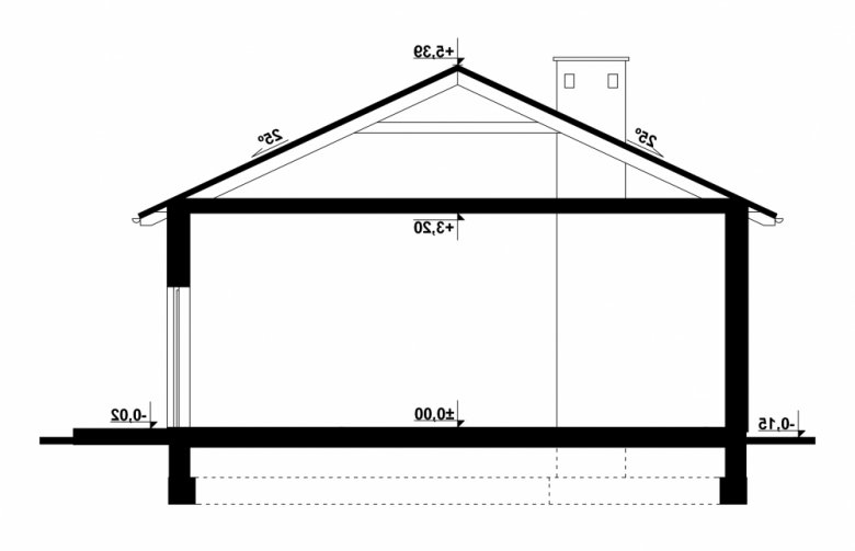 Projekt domu energooszczędnego G171 - Budynek garażowo - gospodarczy - przekrój 1