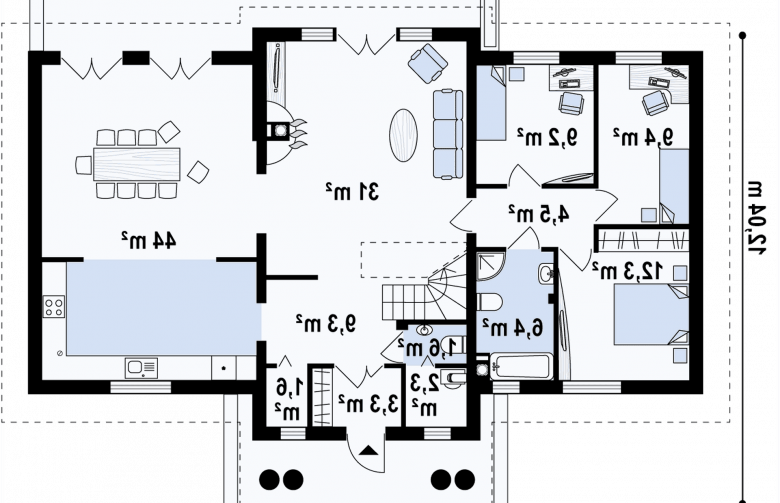 Projekt domu z poddaszem Z20 L bp - rzut parteru