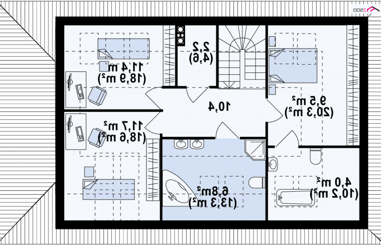 Projekt domu z poddaszem Z85 C - rzut poddasza