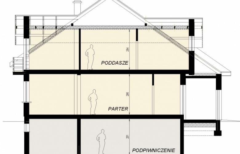 Projekt domu wielorodzinnego DJ 011 - przekrój 1