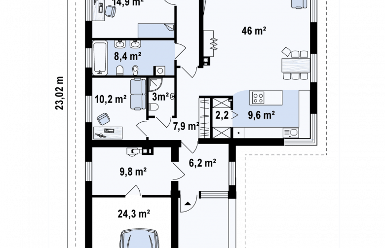 Projekt domu parterowego Z195 GF - 