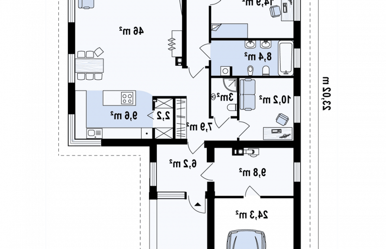 Projekt domu parterowego Z195 GF - 