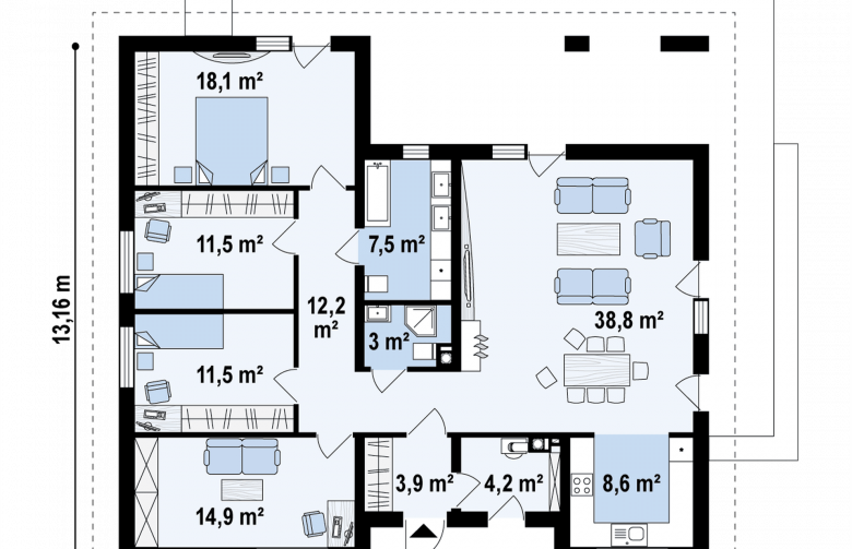 Projekt domu parterowego Z321 - 