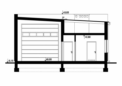 Rzut projektu G259 - Budynek garażowo - gospodarczy