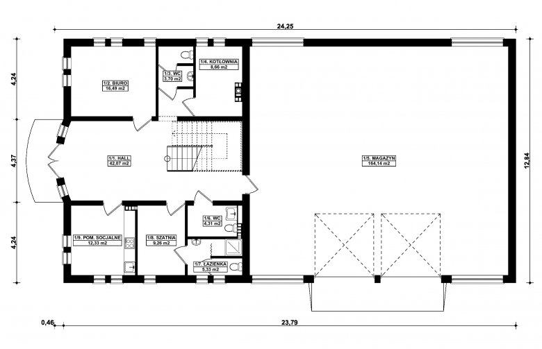 Projekt domu G268 - Budynek magazynowo - biurowy - 