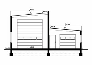 Przekrój projektu G281 - Budynek garażowo - gospodarczy