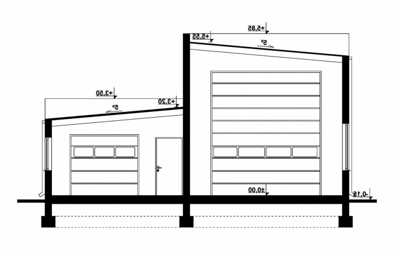 Projekt domu energooszczędnego G281 - Budynek garażowo - gospodarczy - przekrój 1