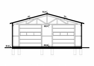 Przekrój projektu G295 - Budynek garażowy w wersji lustrzanej