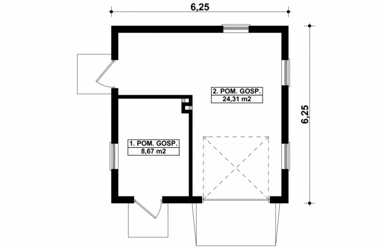 Projekt domu energooszczędnego G176 - Budynek garażowo - gospodarczy - 