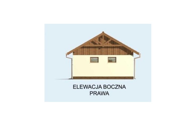 Projekt budynku gospodarczego G73 garaż jednostanowiskowy z pomieszczeniem gospodarczym - elewacja 4