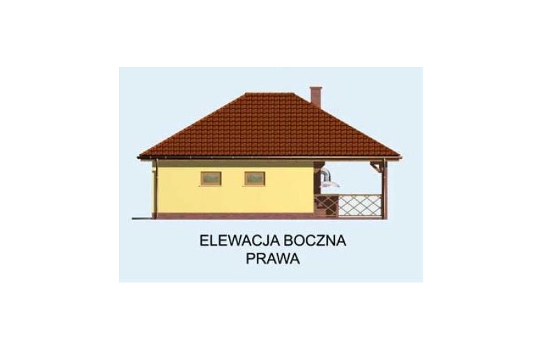 Projekt budynku gospodarczego G122 garaż jednostanowiskowy z werandą - elewacja 4