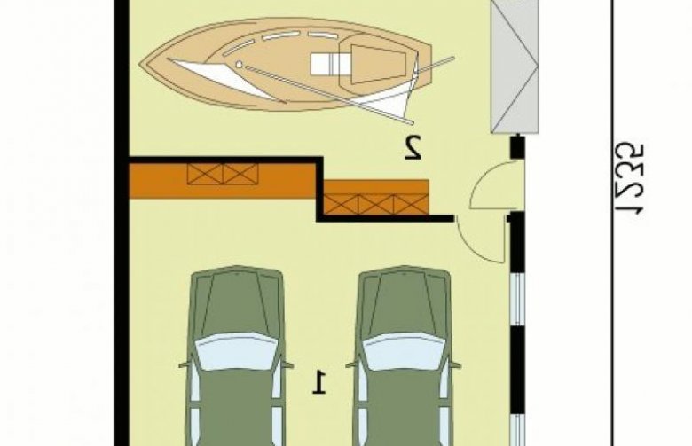 Projekt budynku gospodarczego G128 garaż trzystanowiskowy - przyziemie