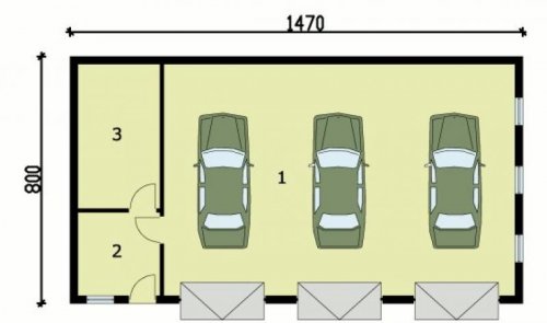 PRZYZIEMIE G160 garaż trzystanowiskowy z pomieszczeniami gospodarczymi