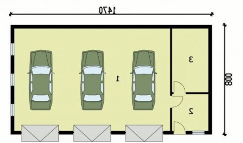 PRZYZIEMIE G160 garaż trzystanowiskowy z pomieszczeniami gospodarczymi - wersja lustrzana