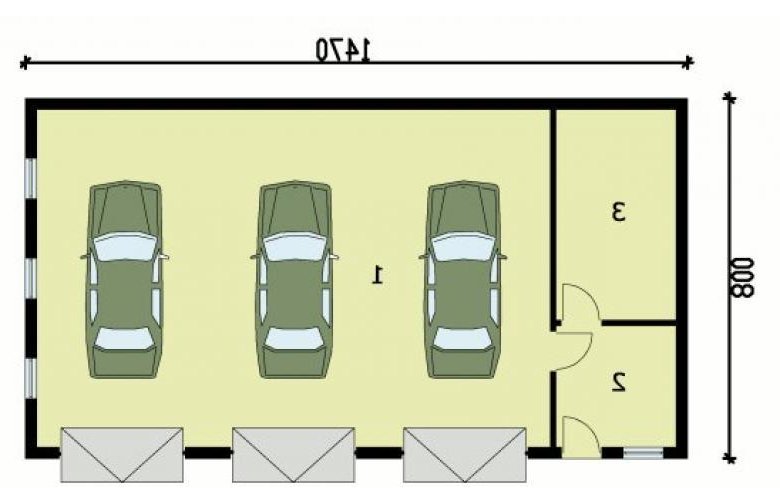 Projekt budynku gospodarczego G160 garaż trzystanowiskowy z pomieszczeniami gospodarczymi - przyziemie