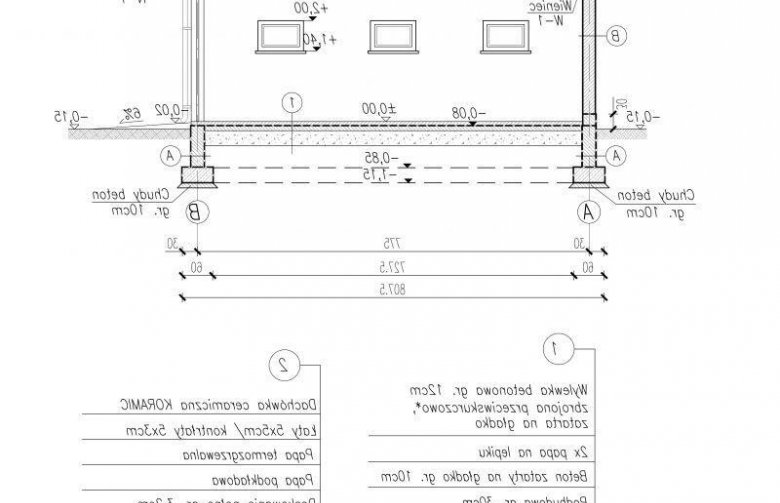 Projekt budynku gospodarczego G160 garaż trzystanowiskowy z pomieszczeniami gospodarczymi - przekrój 1