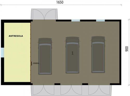 RZUT ANTRESOLI G206 garaż trzystanowiskowy z pomieszczeniami gospodarczymi