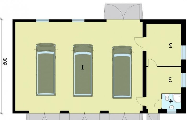 Projekt budynku gospodarczego G206 garaż trzystanowiskowy z pomieszczeniami gospodarczymi - przyziemie