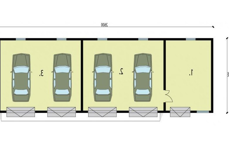 Projekt budynku gospodarczego G224 garaż pięciostanowiskowy - rzut przyziemia